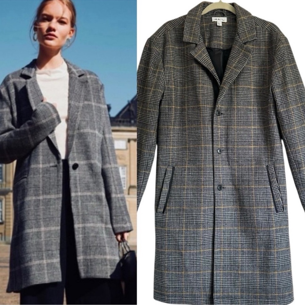 RAILS GLEN PLAID WOOL BLEND LONG COAT SIZE SMALL